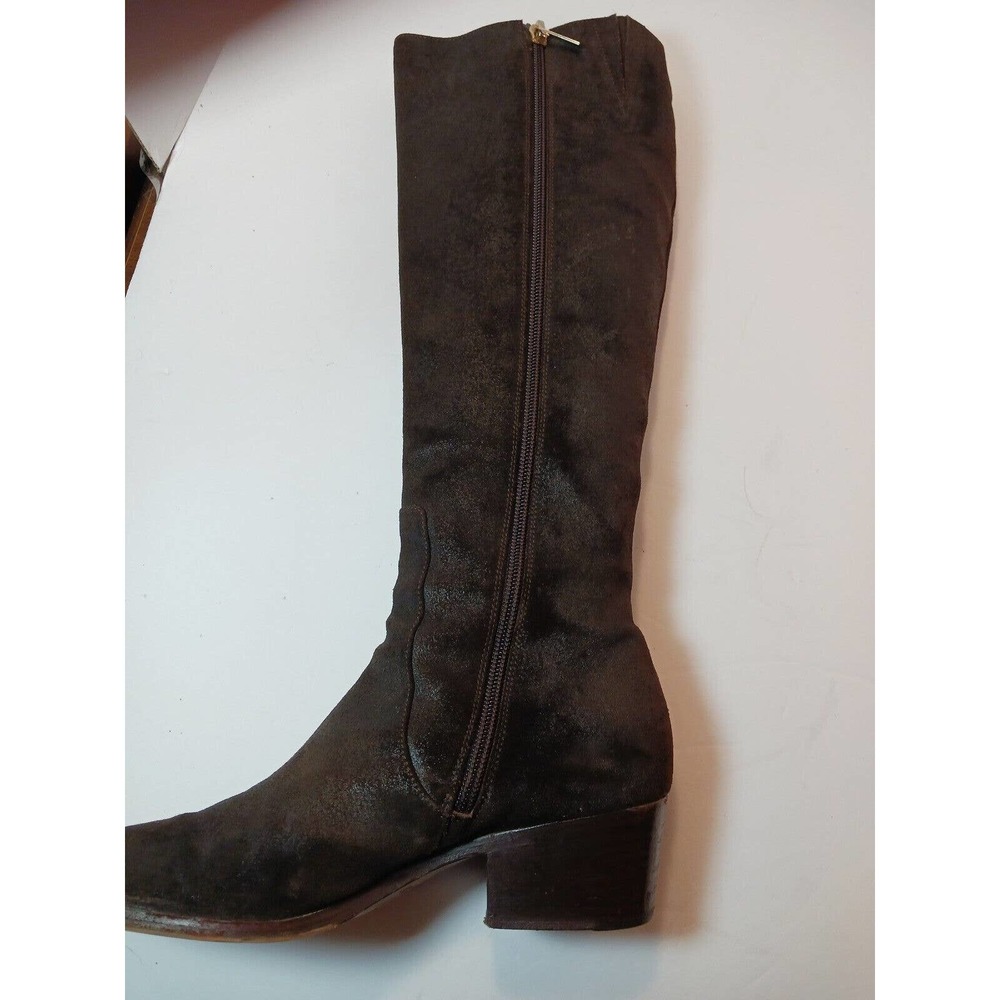 JIMMY CHOO Roughout Suede Knee High Brown Leather Riding Boots Size 6 US 36.5 EU